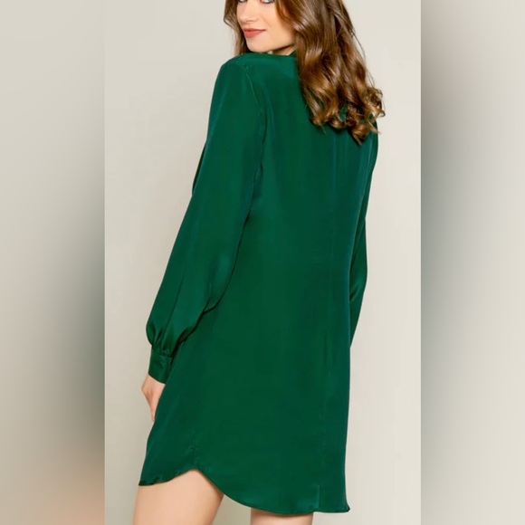 LAVENDER BROWN HUNTER GREEN COWL NECK SILK SHIFT DRESS - Picture 2 of 2